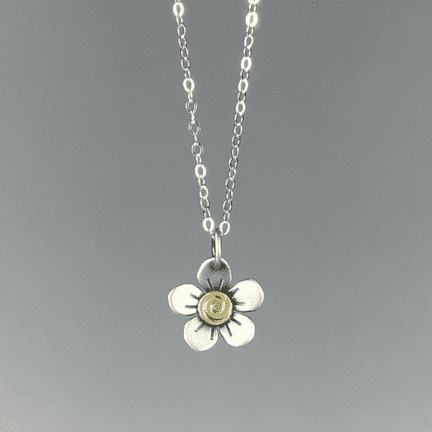 "Forget Me Not" Brass & Silver Necklace