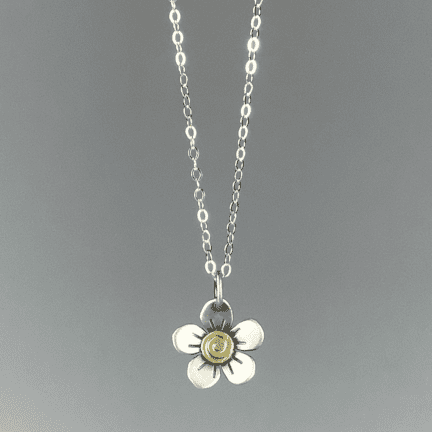 Alternative view of "Forget Me Not" Brass & Silver Necklace