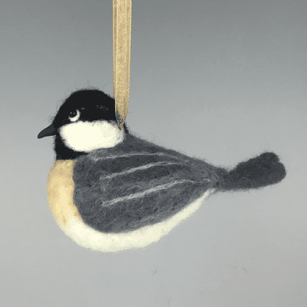 Alternative view of Felted Chickadee Ornament