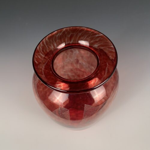 Alternative view of Copper Ruby Glass Vase with Silver Leaf