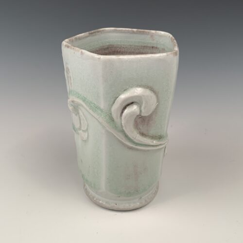 Celedon Cup with Floral Motif