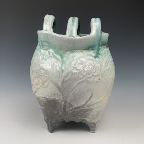 Soda Fired Vase with Flower Supports