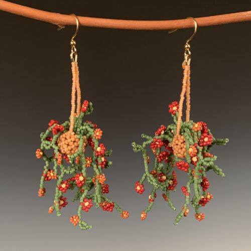 Beaded Flower Basket Earrings