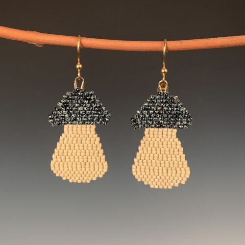 Medium Beaded Mushroom Earrings