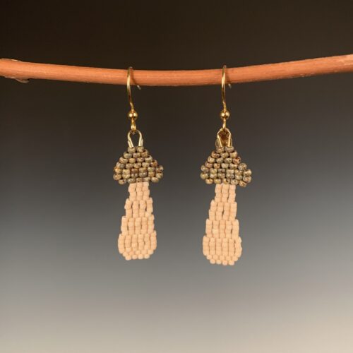 Small Beaded Mushroom Earrings