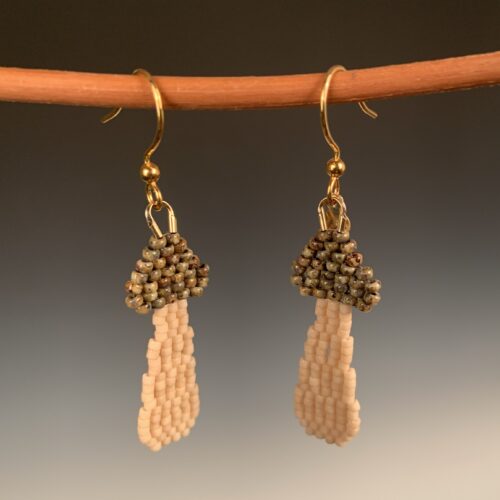 Alternative view of Small Beaded Mushroom Earrings