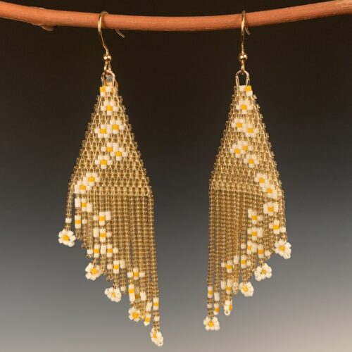 White on Yellow "Flower Shower" Earrings