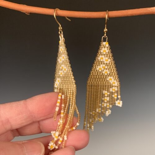 Alternative view of White on Yellow "Flower Shower" Earrings