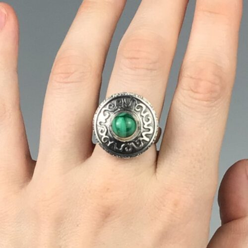 Alternative view of Sterling Silver Ring with Malachite