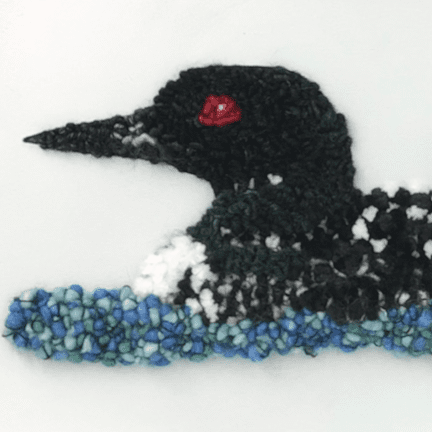 Alternative view of "Loon and Loonlet" Rug Hooking