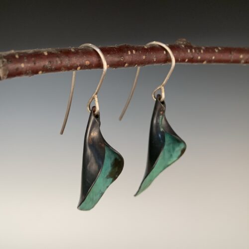Alternative view of Oxidized Copper Calla Lily Dangles