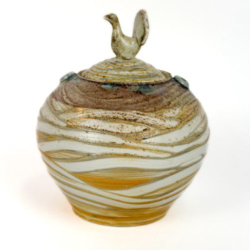 Round Vessel with Peacock Lid