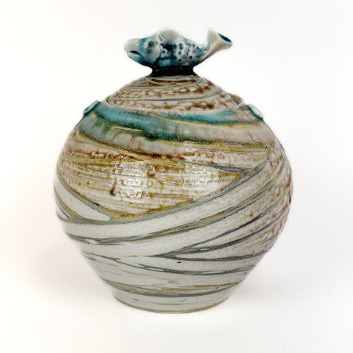 Alternative view of Round Lidded Vessel w/ Fish