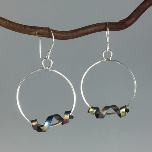 Titanium & Sterling Silver Hoop Earrings