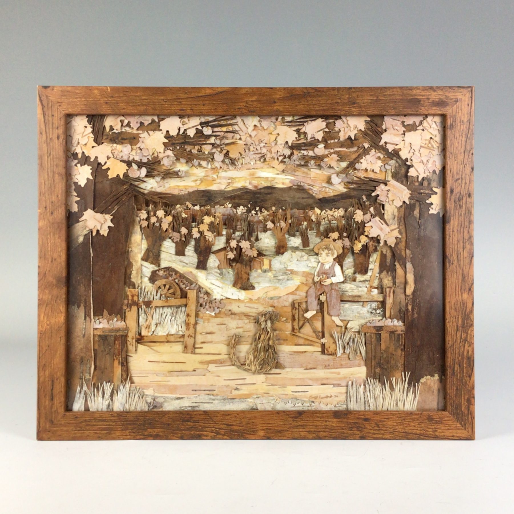 "The Orchard" Framed Birch Bark Collage