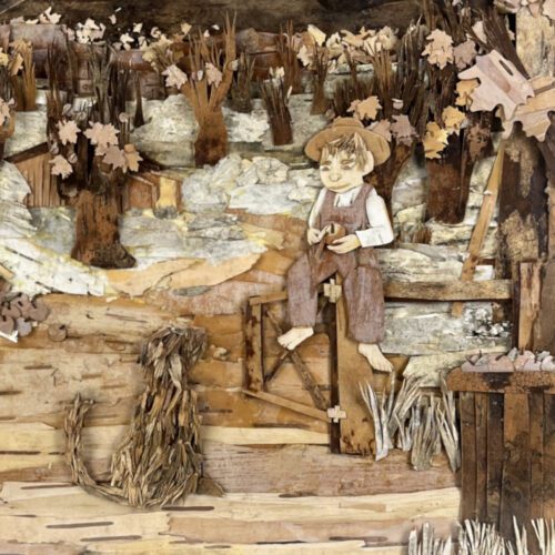 Alternative view of "The Orchard" Framed Birch Bark Collage