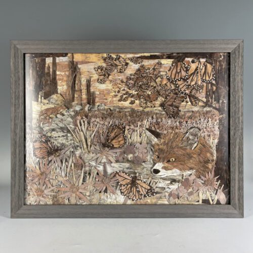 "Rock Wall" Framed Birch Bark Collage