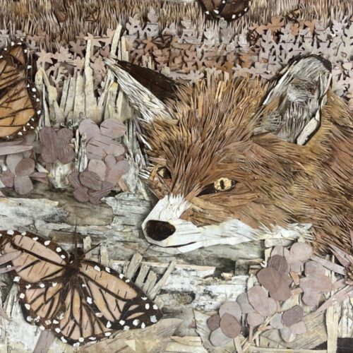 Alternative view of "Rock Wall" Framed Birch Bark Collage