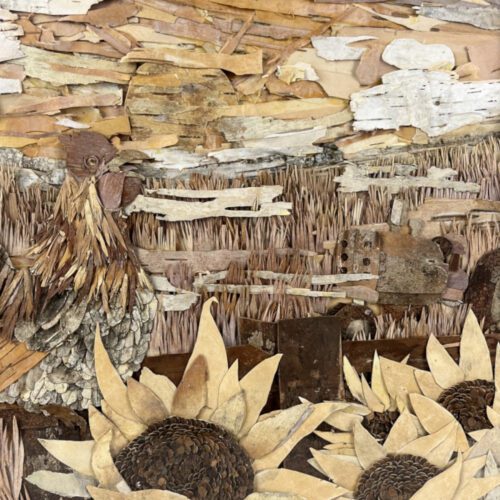 Alternative view of "Sun it Rises" Framed Birch Bark Collage