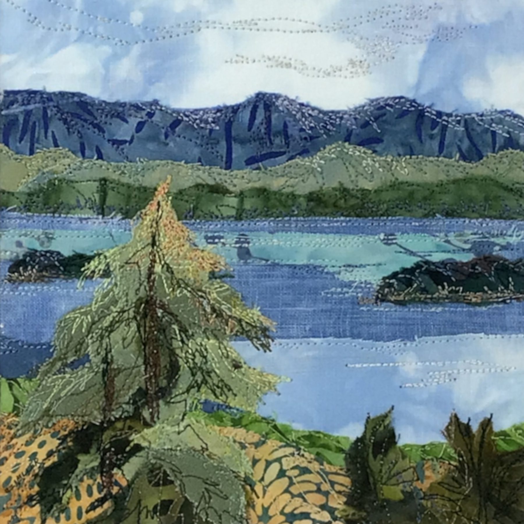 Framed Fiber Collage - View from the Pines - Image 2