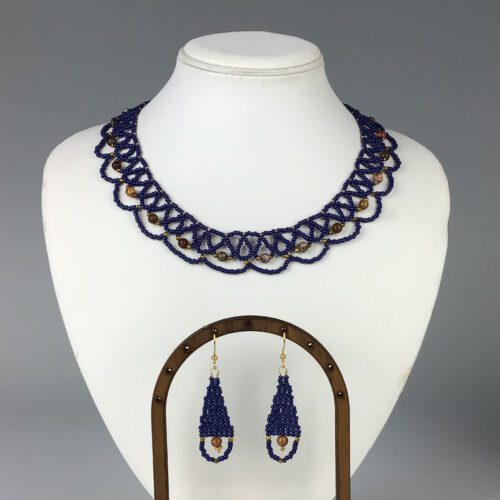 Handwoven Beaded Necklace & Earrings Set