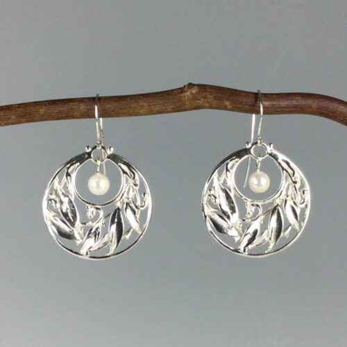 Leaf Cluster Earrings with Pearls