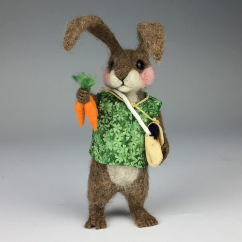 Wool Felted Gardener Bunny