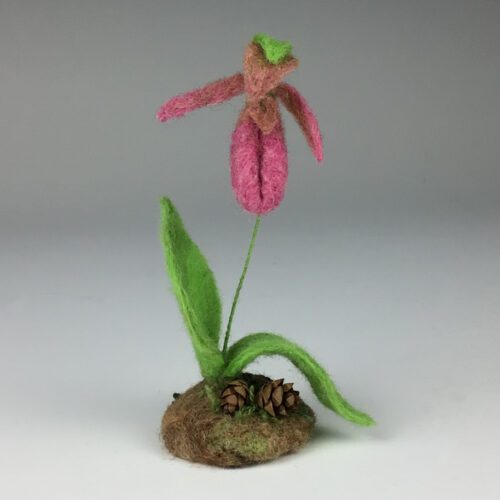 Wool Felted Pink Lady Slipper