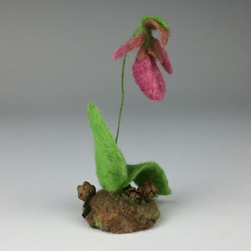 Wool Felted Pink Lady Slipper - Image 2