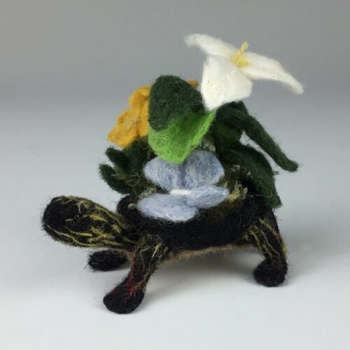 Wool Felted Painted Turtle Garden