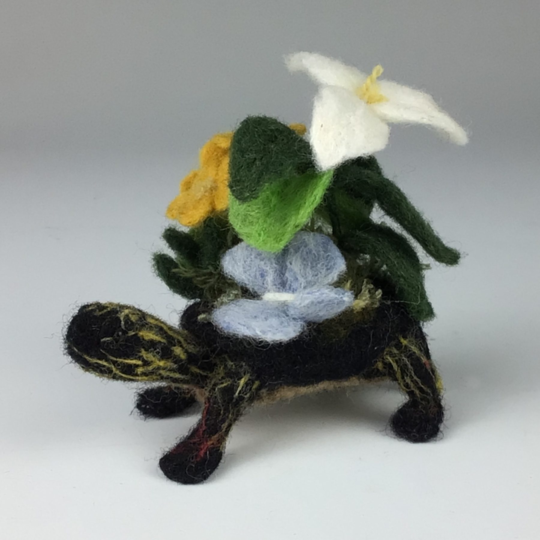 Wool Felted Painted Turtle Garden