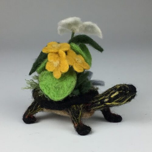 Alternative view of Wool Felted Painted Turtle Garden