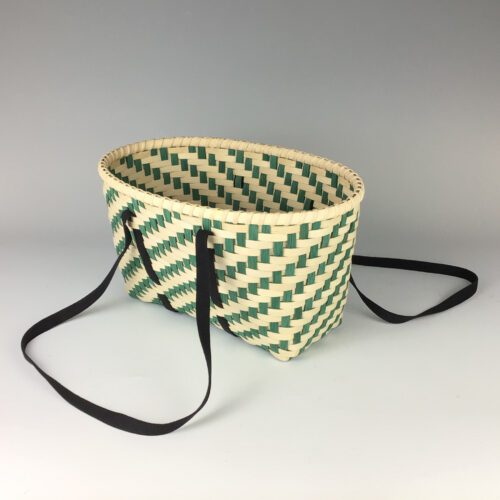 Alternative view of Green & Natural Twill Tote Basket