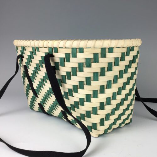 Green & Natural Twill Tote Basket