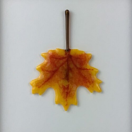Alternative view of "Golden Test" Matted Fused Glass Leaf