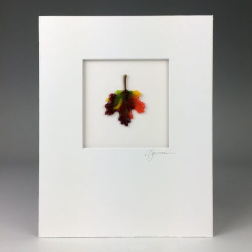 "Committed" Matted Fused Glass Leaf