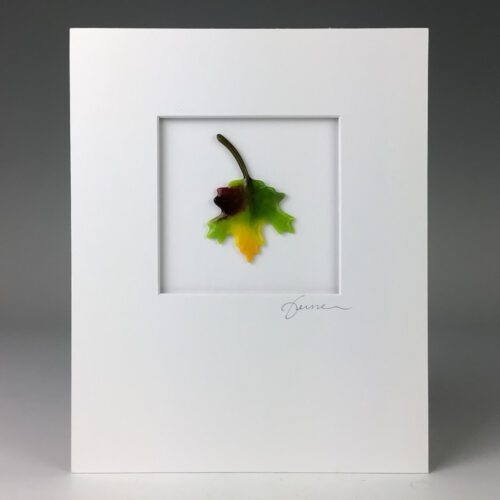 "On the Turn" Matted Fused Glass Leaf