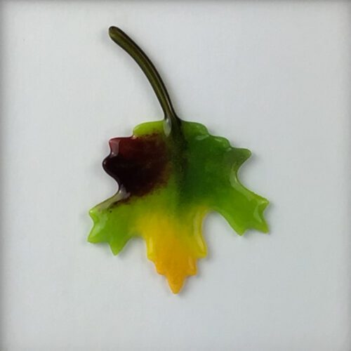 Alternative view of "On the Turn" Matted Fused Glass Leaf