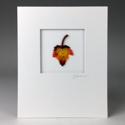 "Blooming" Matted Fused Glass Leaf