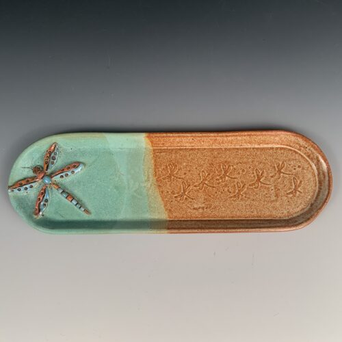 Long Oval Tray with Dragonfly