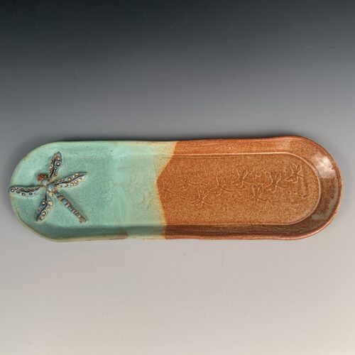 Long Oval Tray with Dragonfly