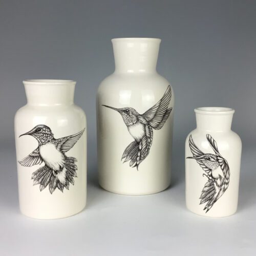 Set of 3 Hummingbird Jars