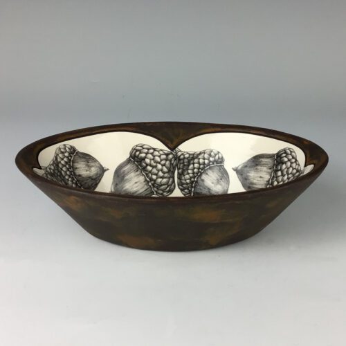 Oval Dish with Acorns