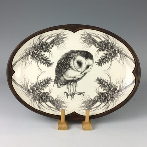 Serving Dish with Barn Owl