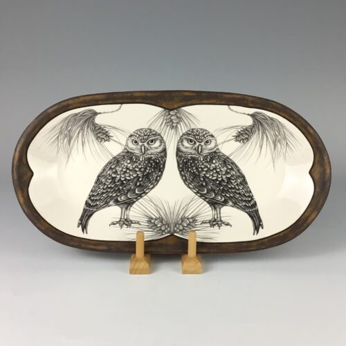 Serving Dish with Burrowing Owl