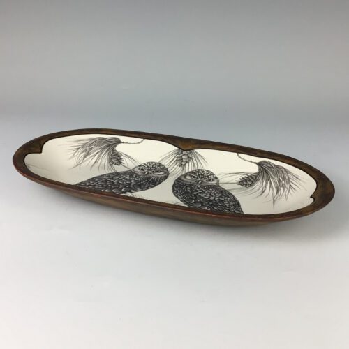 Alternative view of Serving Dish with Burrowing Owl