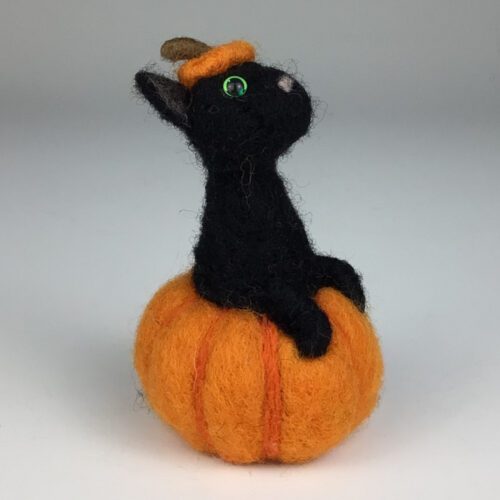 Alternative view of Felted Cat in Pumpkin