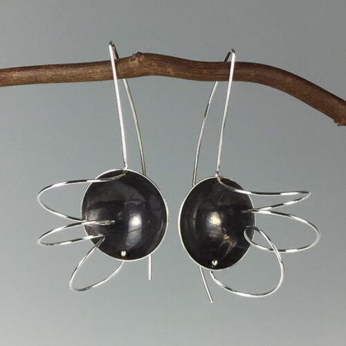 Oxidized Sterling Silver  "Orbit" Earrings