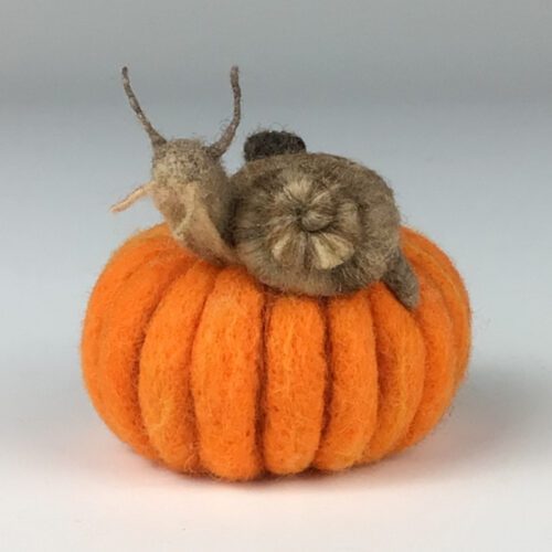 Wool Felted Pumpkin with Snail