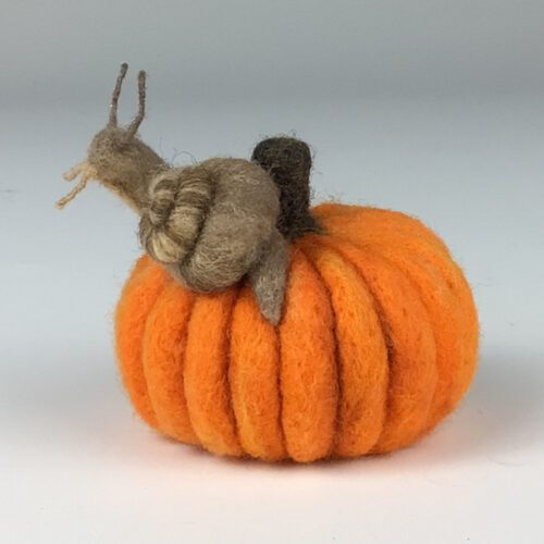 Wool Felted Pumpkin with Snail - Image 2